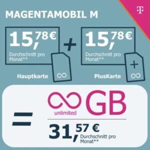 [Eff. 15,78€ mtl. pro SIM] 📱📱 2x Telekom MagentaMobil Unlimited 5G mit 300 MBit/s inkl. Schweiz Roaming