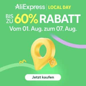 AliExpress Local Day Sale mit div. Gutscheinen + 33€ PayPal Rabatt: 2€ ab 18€ | 6€ ab 45€ | 11€ ab 79€ | 20€ ab 149€ | 30€ ab 239€ | 45€ ab 359€ | 63€ ab 499€