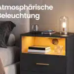 VASAGLE Nachttisch mit Ladestation und LED-Beleuchtung (Custos Kollektion)