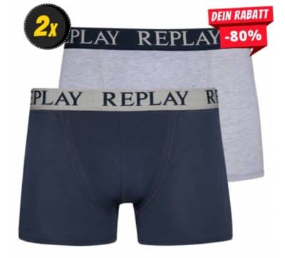 REPLAY Boxer Style Cuff Logo Herren Boxershorts 2er Pack REPLAY Boxer Style Cuff Logo Herren Boxershorts 2er Pack