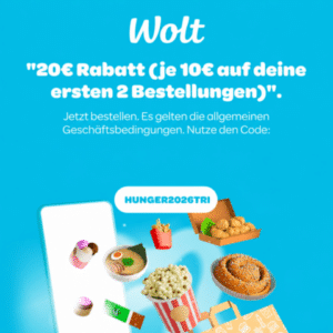 😊 20€ (2x 10€) Gutschein für Wolt (für die ersten 2 Bestellungen) 🛵🍕 Lieferdienst für Essen & mehr
