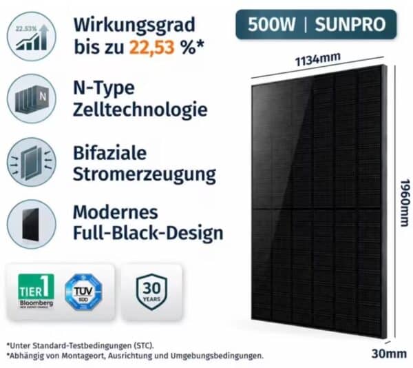 500W Solarpanel Sunpro Power