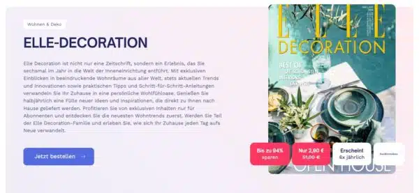 Elle Decoration im Jahresabo