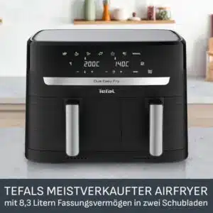 Tefal Dual Easy Fry Heissluftfritteuse 83 L mit 2 Kammern