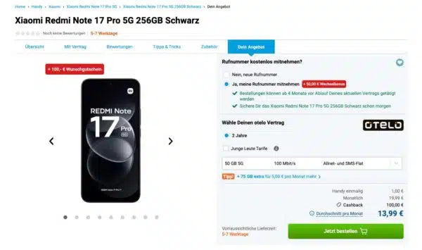 Xiaomi Redmi Note 17 Pro 5G 256GB Schwarz