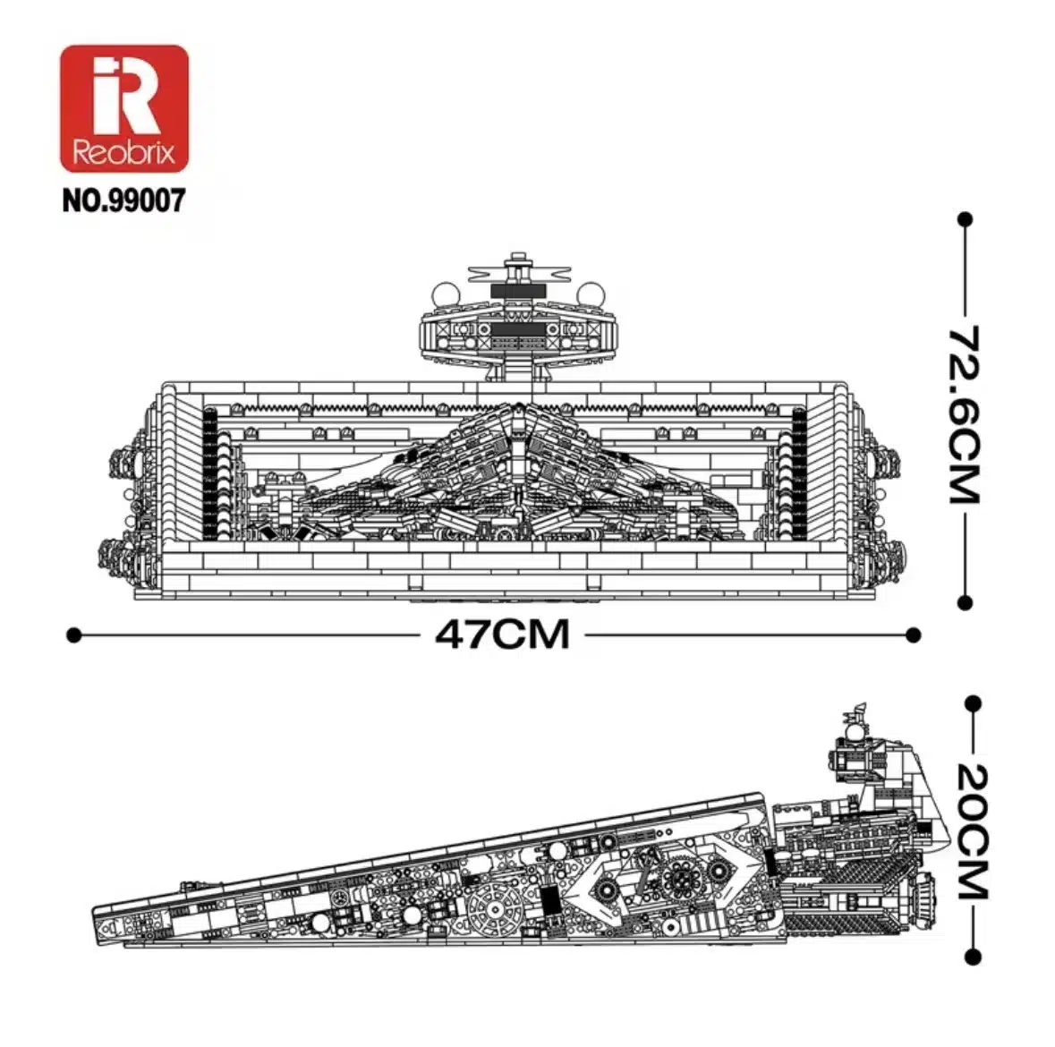 2853703 1 2 Reobrix 99007 mit Maßangaben 72,6 x 47 x 20 cm
