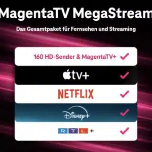 6 Monate GRATIS 🚀 Telekom MagentaTV MegaStream inkl. Apple TV+, Disney+, Netflix & RTL+ Premium eff. unter 20€ im Monat!