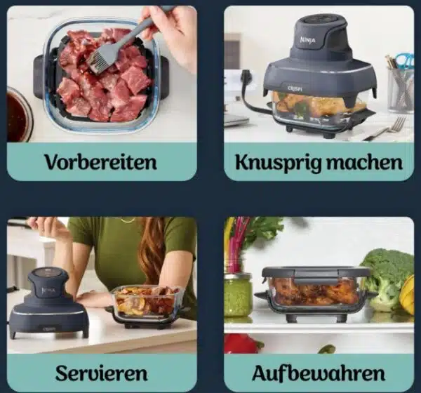 NINJA   CRISPi 4 in 1 Tragbare Glas Heissluftfritteuse