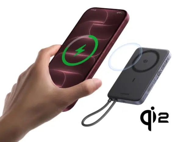 UGREEN MagFlow Air Ultra Slim Powerbank Magsafe lädt ein iPhone 18 Pro per Qi-Technik