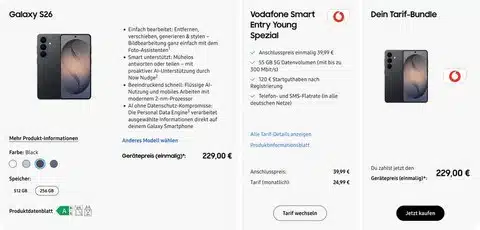 galaxy s26 vodafone young banner Samsung Galaxy S26 mit Vodafone Smart Entry Young Spezial