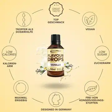 ironmaxx flavour drops vanille eigenschaften IronMaxx Flavour Drops Vanilla mit den Eigenschaften laut Hersteller