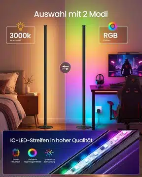 VASAGLE LED Stehlampe mit RGB-Modus und Warmweiß-Modus