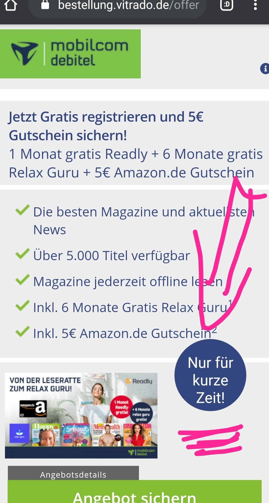 5€ + 2 Amazon.de-Gutschein* - MyTopDeals GRATIS 📚 geschenkt da!] Readly Monate Wieder