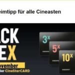 Vorankündigung ab 5,50€ ins Kino mit 10-er-Karte beim Cinestar Black Weex Deal