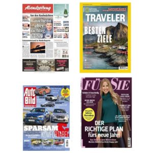 4 Zeitschriften   Abendzeitung National Geographic Traveler Auto Bild und Fuer Sie