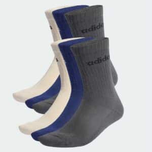 6PaarAdidasLineargepolsterteCrewSocken beigedunkelblaugrau