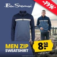 Ben Sherman Men Zip Sweatshirt MOB DEU