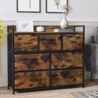 SONGMICS Industrie-Design Kommode mit 7 Stoffschubladen