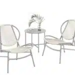 SONGMICS Balkonmöbel, 3er Set, Gartenmöbel-Set, aus PE-Polyrattan in grau