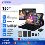 Kingrid T60 Android 16 Tablet-PC mit Tastatur, Maus & Hülle (12,2", 2,5K-Display, 24GB RAM, 256GB ROM, Octa-Core T7280)