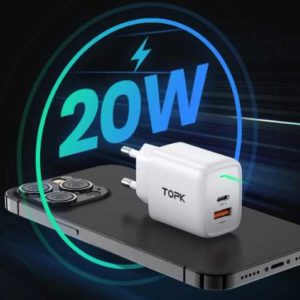 TOPK USB C Ladegera t 20W 2Port mit PD 3.0 USB C Schnellladegera t kompatibel mit iPhone 13 13Pro 13Pro Max 12 11 X XR XS 8 Galaxy S21 S20 S10 S9 usw Smartphones und Tablets Wei