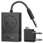 UGREEN Bluetooth 5.4 Audio-Sender - mit 3,5 mm Klinke, Flugzeugadapter, Dual-Kopfhörer-Unterstützung (65706)