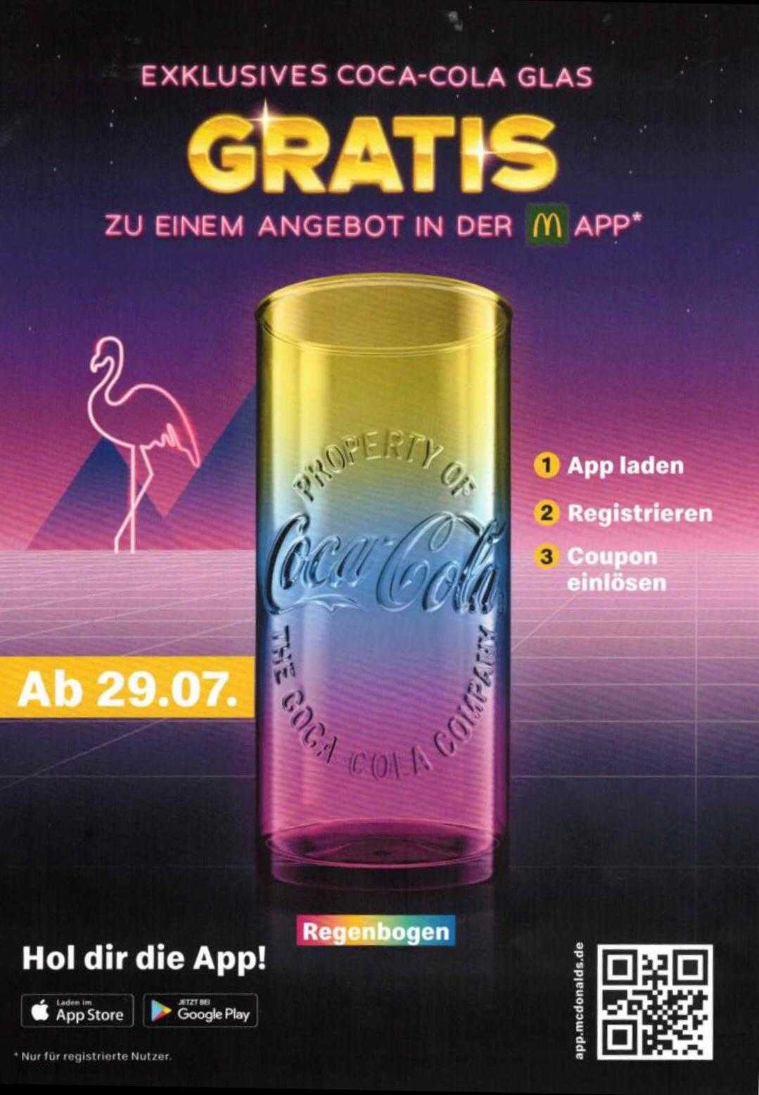 McDonalds Regenbogen Glas ab 29.07. nur in der App